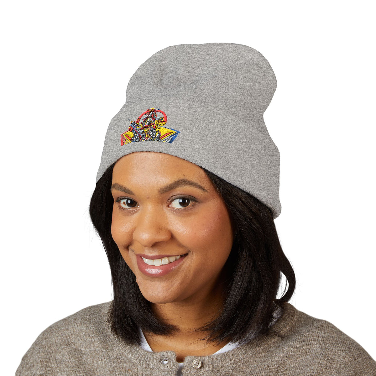 Retro Comic Duck Embroidered Cuffed Beanie