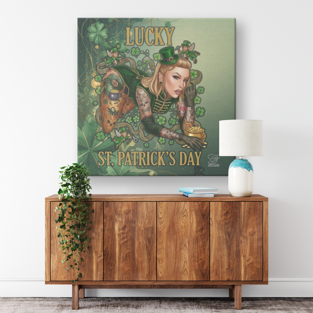 Lucky St. Patrick's Day Sexy Vixen Irish Model Canvas Wrap by GT Artland