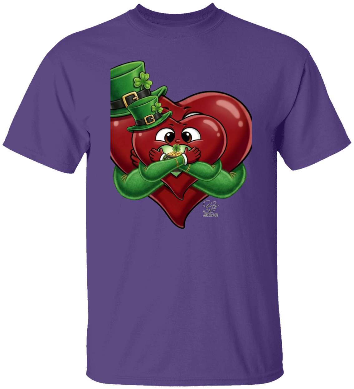 Leprechaun Lovey Heart holding Pot of Gold Lucky Edition Unisex Heavy Cotton Tee by GT Artland
