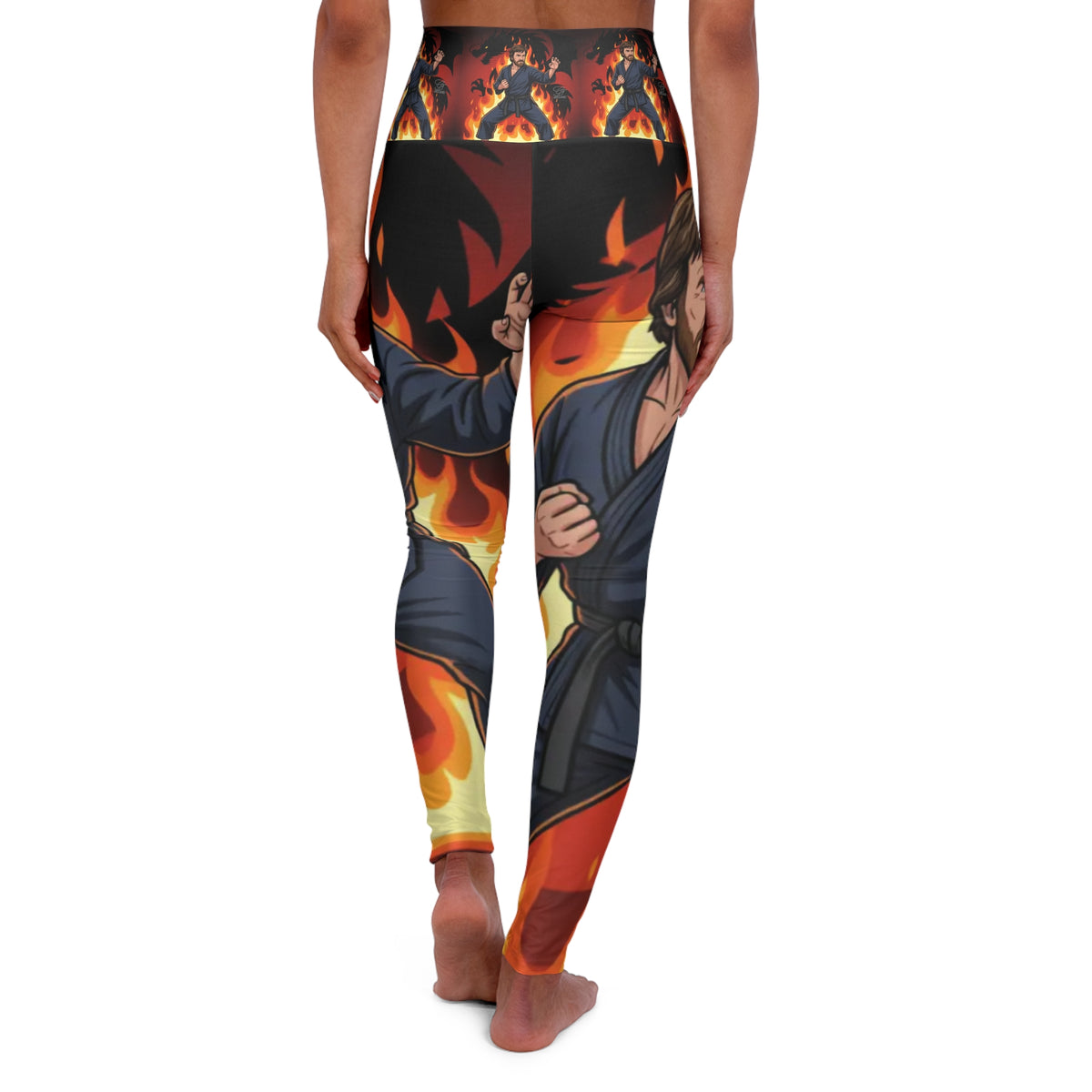 Flaming Karate Chuck Norris Sensei Leggings | High Waisted Yoga Leggings by GT Artland