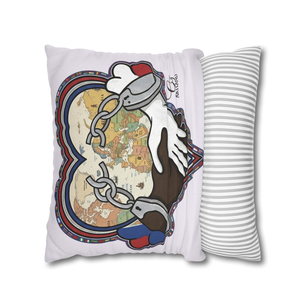 Interracial Handshake Heart Pillowcase | Decorative Throw Pillowcase by GT Artland