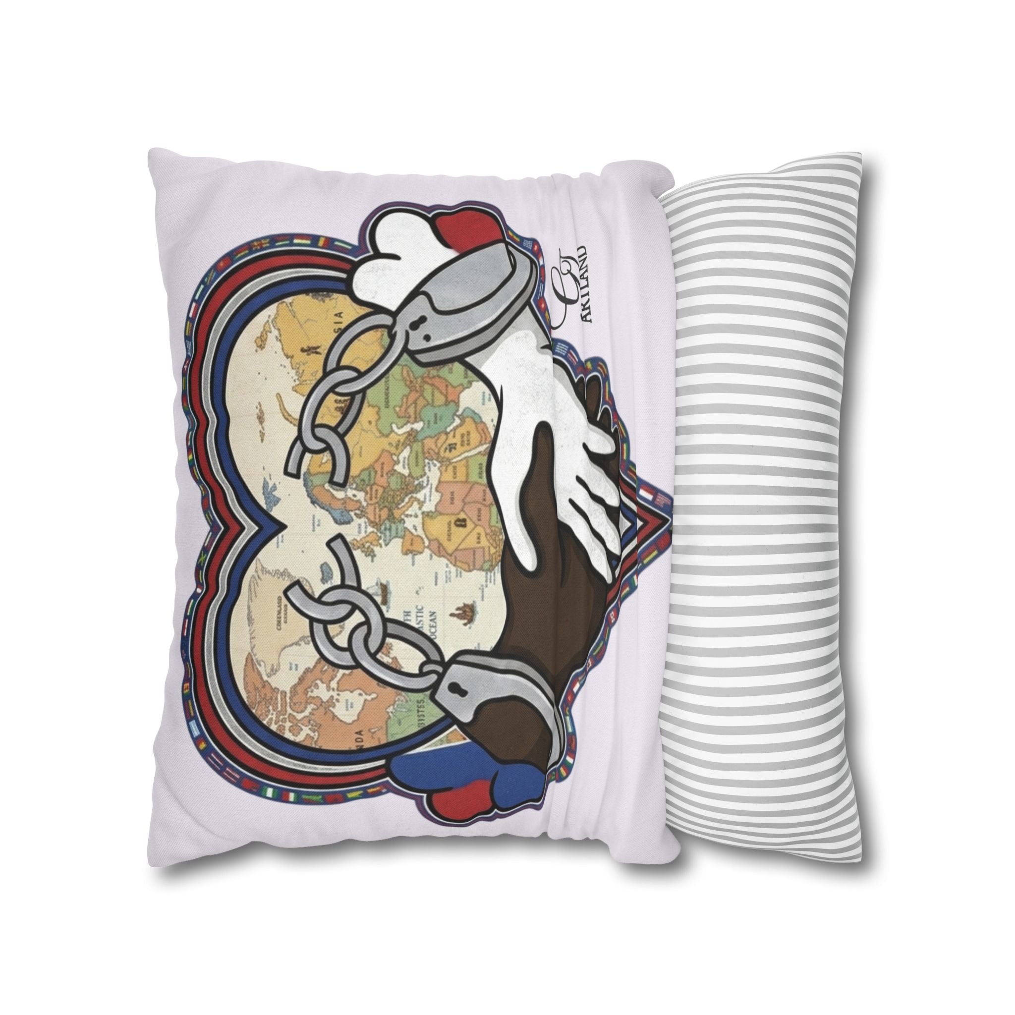 Interracial Handshake Heart Pillowcase | Decorative Throw Pillowcase by GT Artland