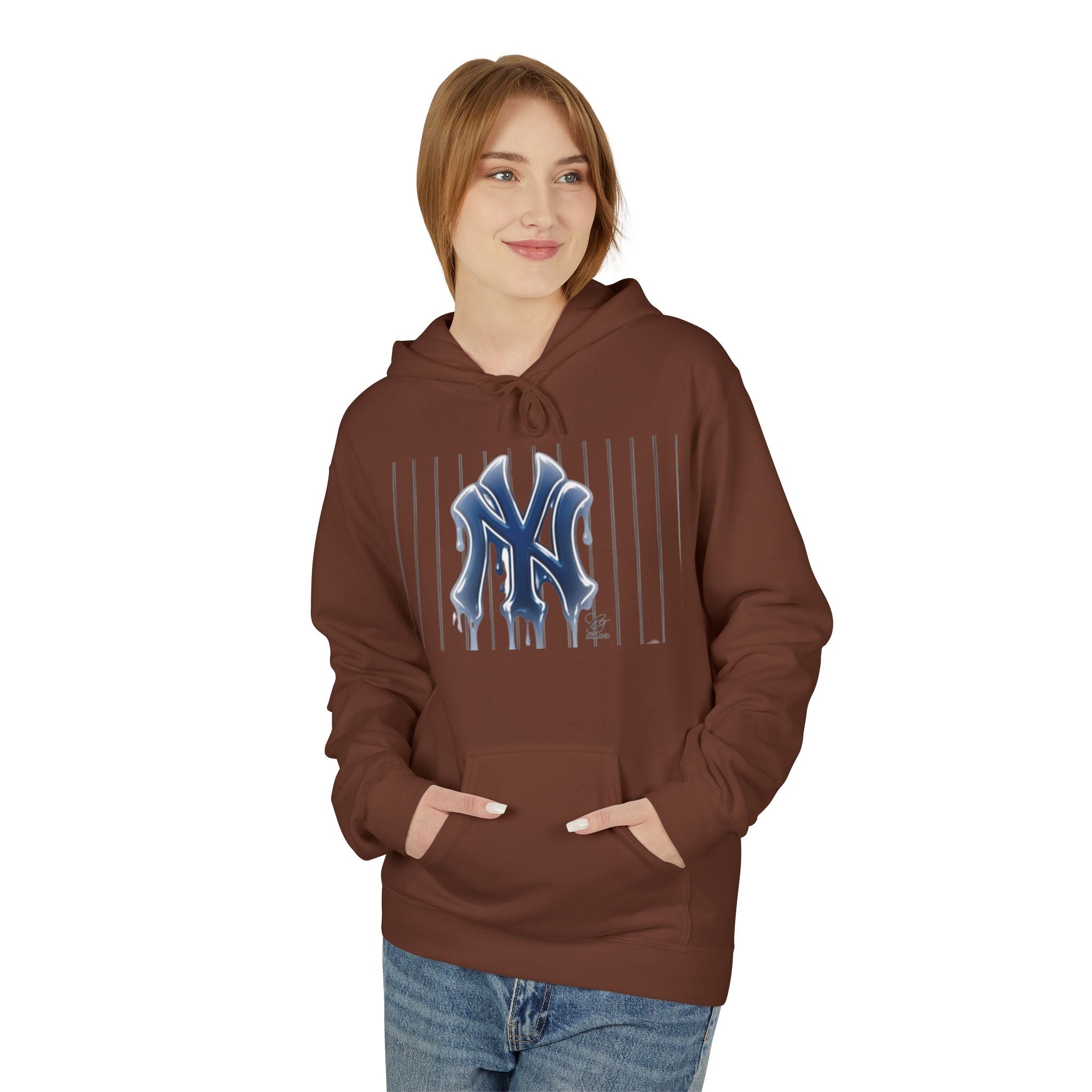 Dripping NY Fan Gear Logo Hoodie | Baseball Pinstripe Streetwear by GT Artland