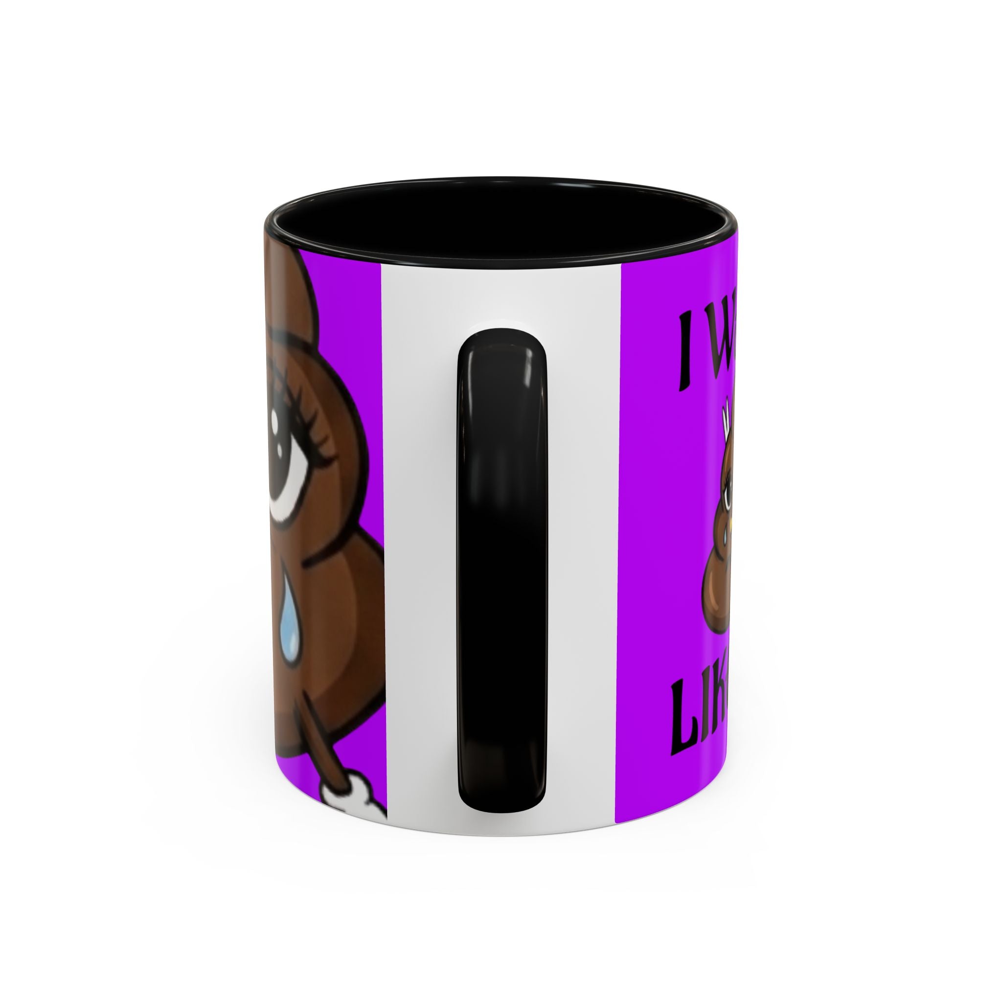 Sad Poop Emoji Accent Coffee Mug (11/15oz) — Funny Cute Kawaii Tearful Poop Design by GT Artland