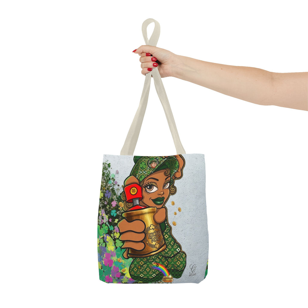 "Lucky Art" Spray Can Ebony Girl St Patrick Theme Designer Tote Bag by GT Artland
