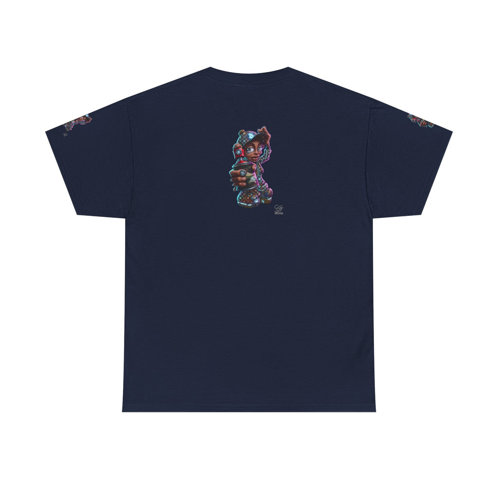 Ebony Futuristic Urban Spray Can Kid Gamer Tee - Cute Streetwear Graphic T-Shirt by GT Artland
