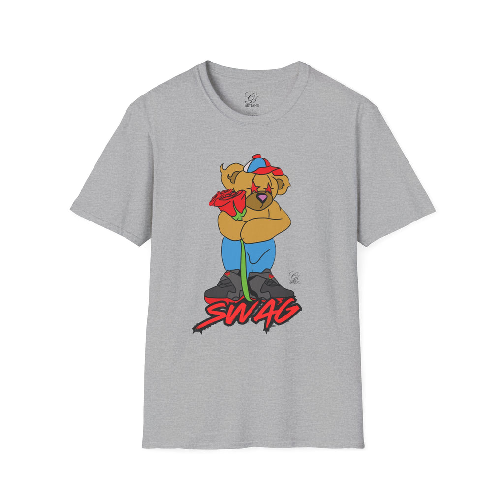 Cartoon Bear with Swag Graphic T-Shirt - Tee