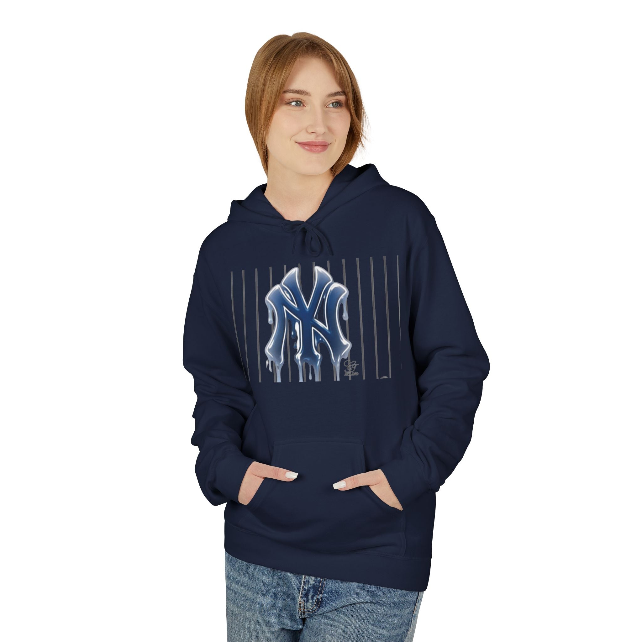 Dripping NY Fan Gear Logo Hoodie | Baseball Pinstripe Streetwear by GT Artland