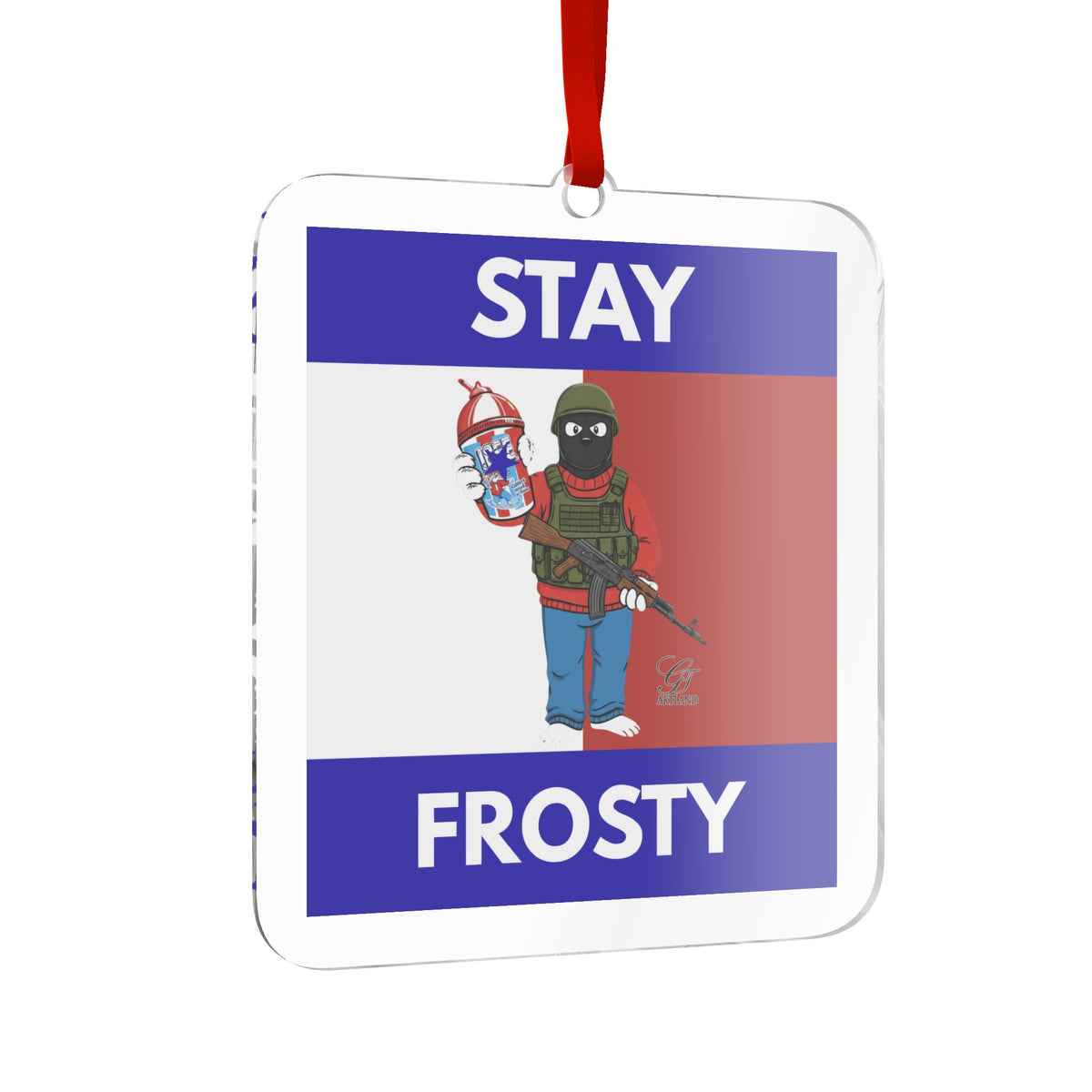 Stay Frosty Snowboarder Acrylic Ornament by GT Artland