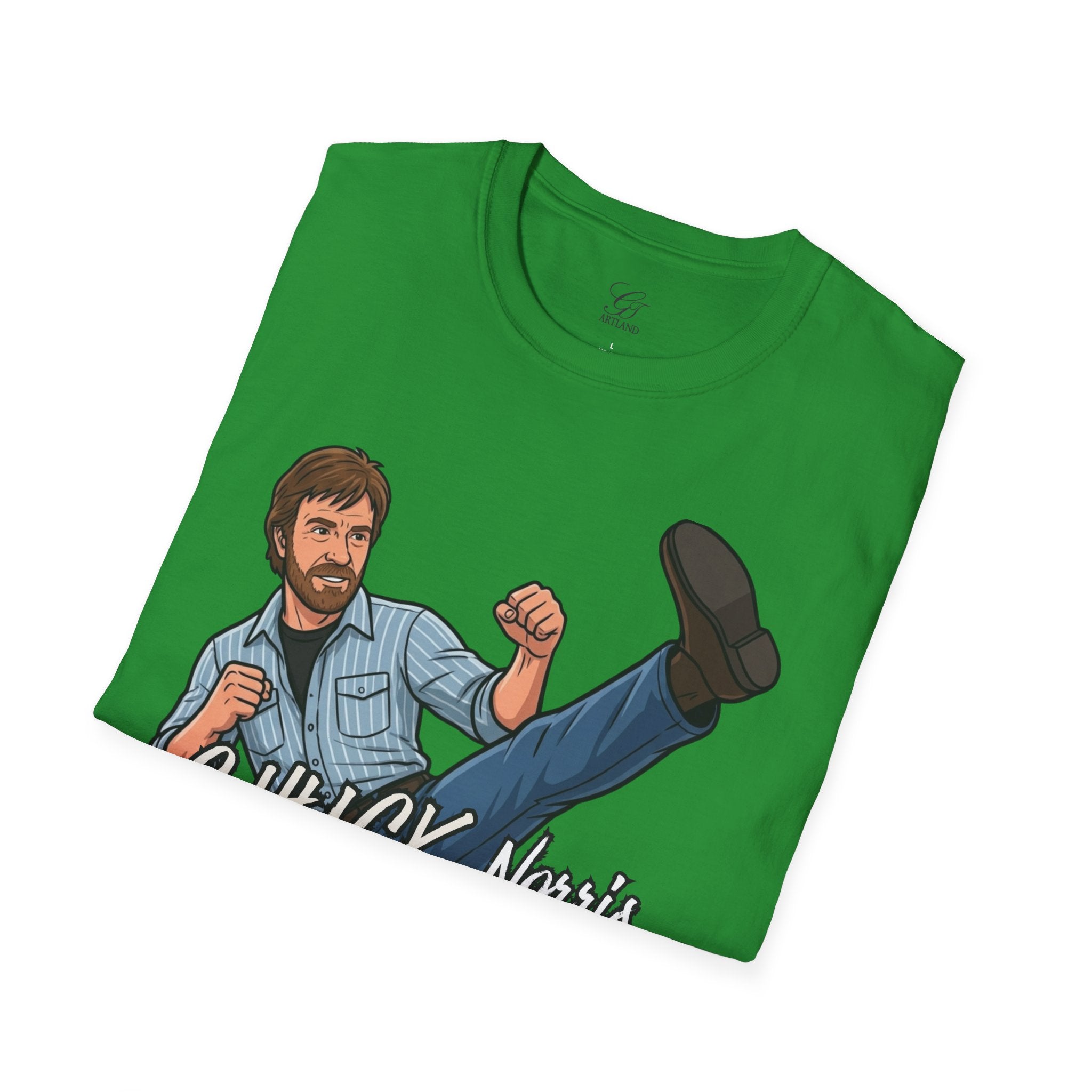 Chuck Norris Kick Illustration T-Shirt | I'll Kick Your Butt text by GT Artland
