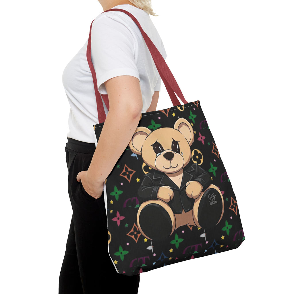 Elite Black Urban Designer Teddy Bear Monogram Tote Bag by GT Artland