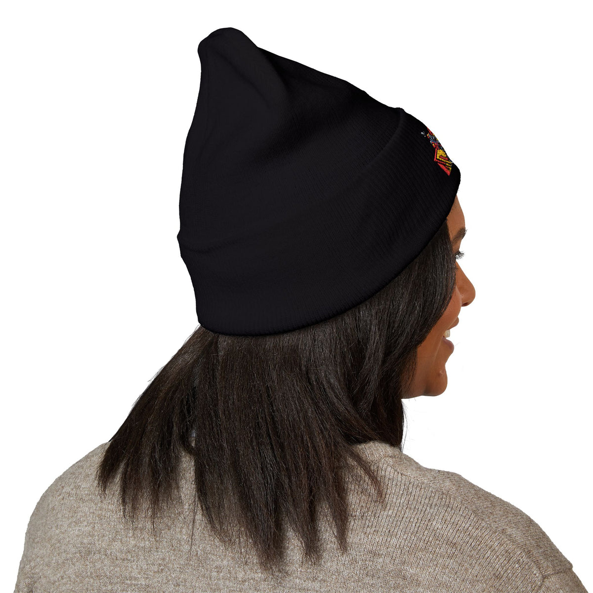 Retro Comic Duck Embroidered Cuffed Beanie