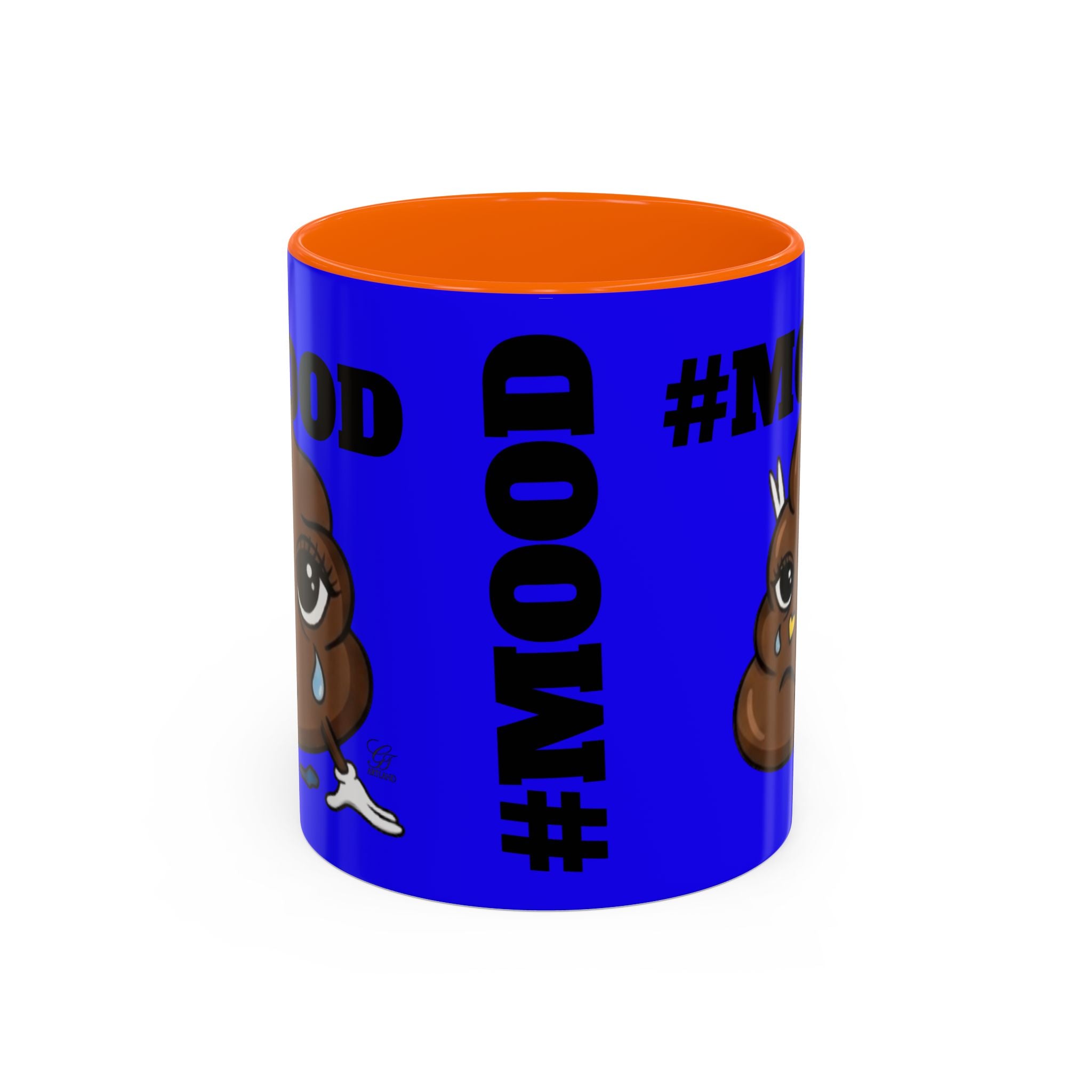 #MOOD Poop Emoji Retro Blue Accent Coffee Mug – Funny Blue 11/15oz Gift by GT Artland