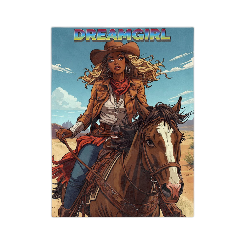 Western Dreamgirl Riding Horse Cowgirl Velveteen Blanket - Throw