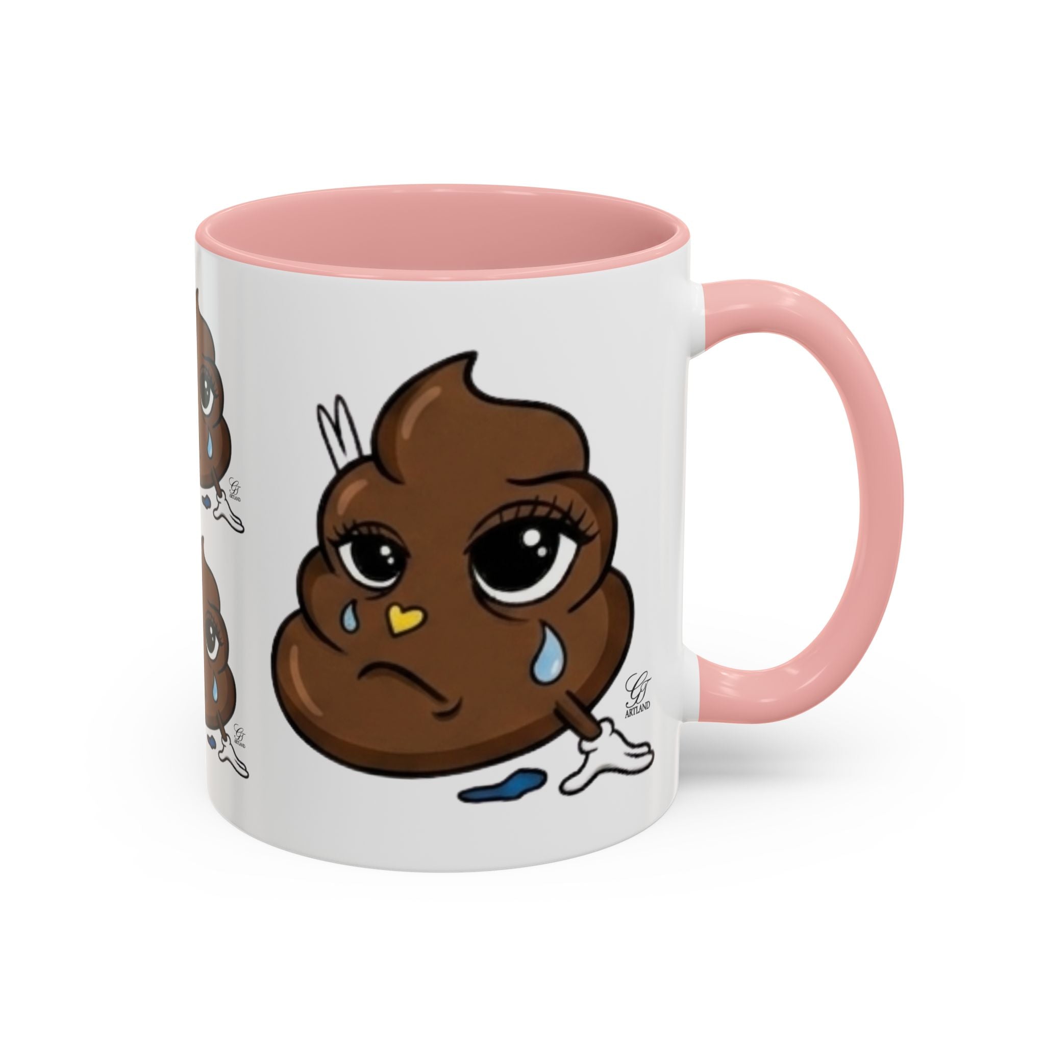 Sad Poop Emoji Coffee Mug — Funny Kawaii Gag Gift Accent Mug by GT Artland