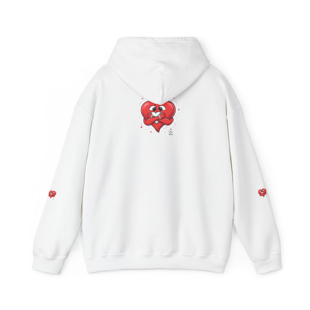 Graphic Heart Unisex Heavy Blend Hooded Sweatshirt | Red Heart Cartoon Sweatshirt