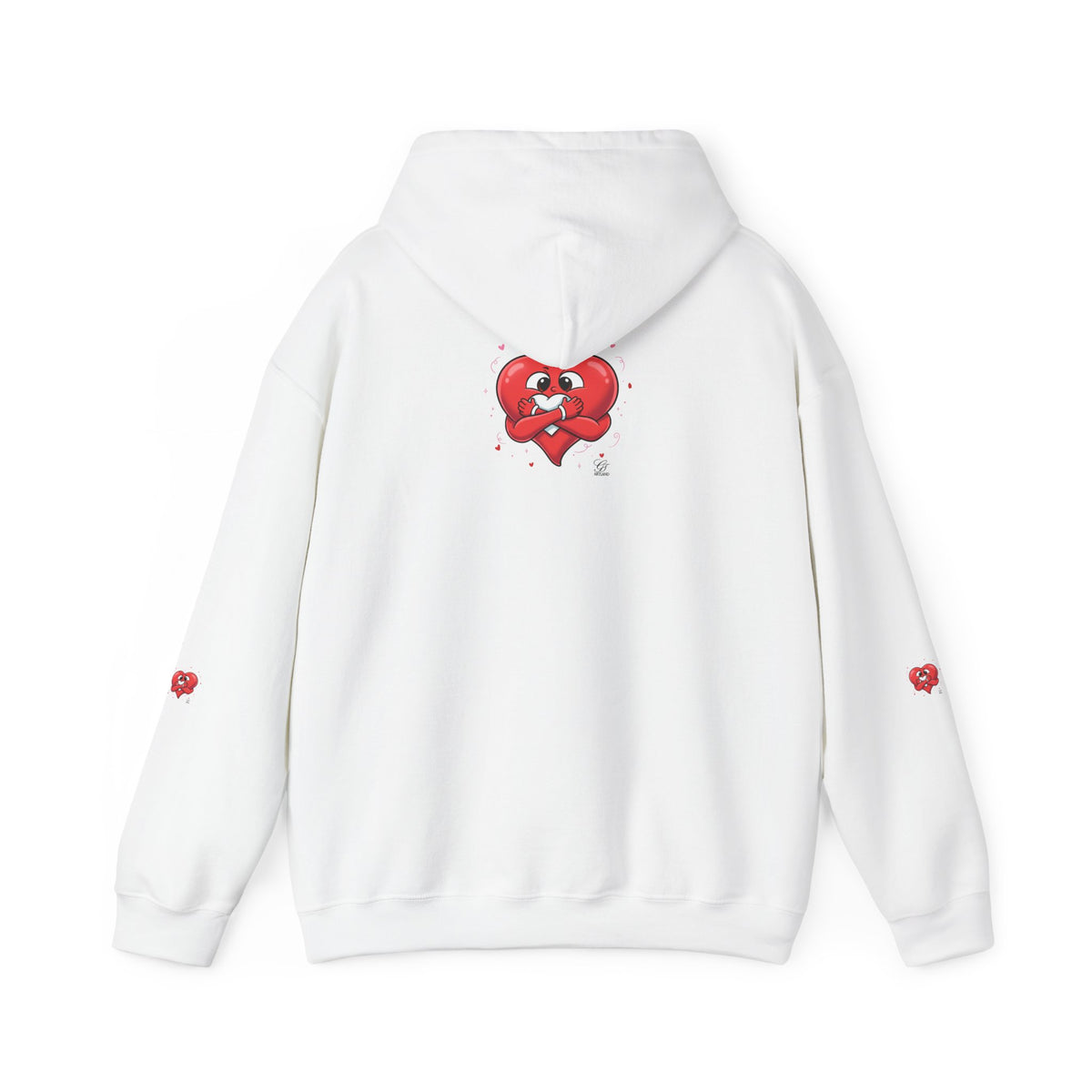 Graphic Heart Unisex Heavy Blend Hooded Sweatshirt | Red Heart Cartoon Sweatshirt
