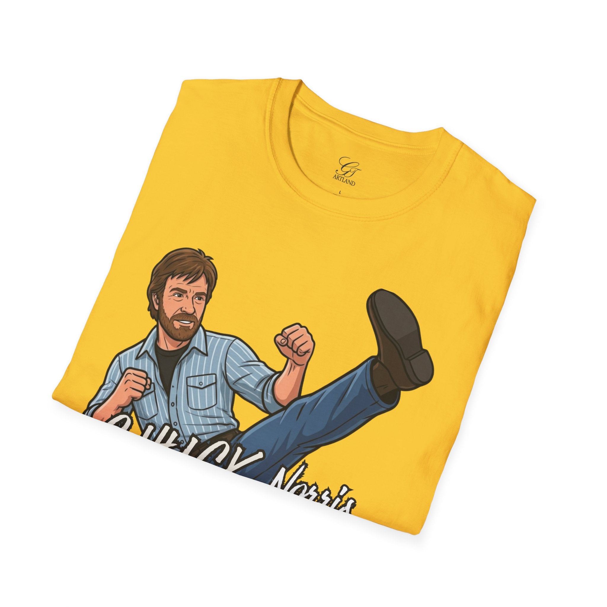 Chuck Norris Kick Illustration T-Shirt | I'll Kick Your Butt text by GT Artland