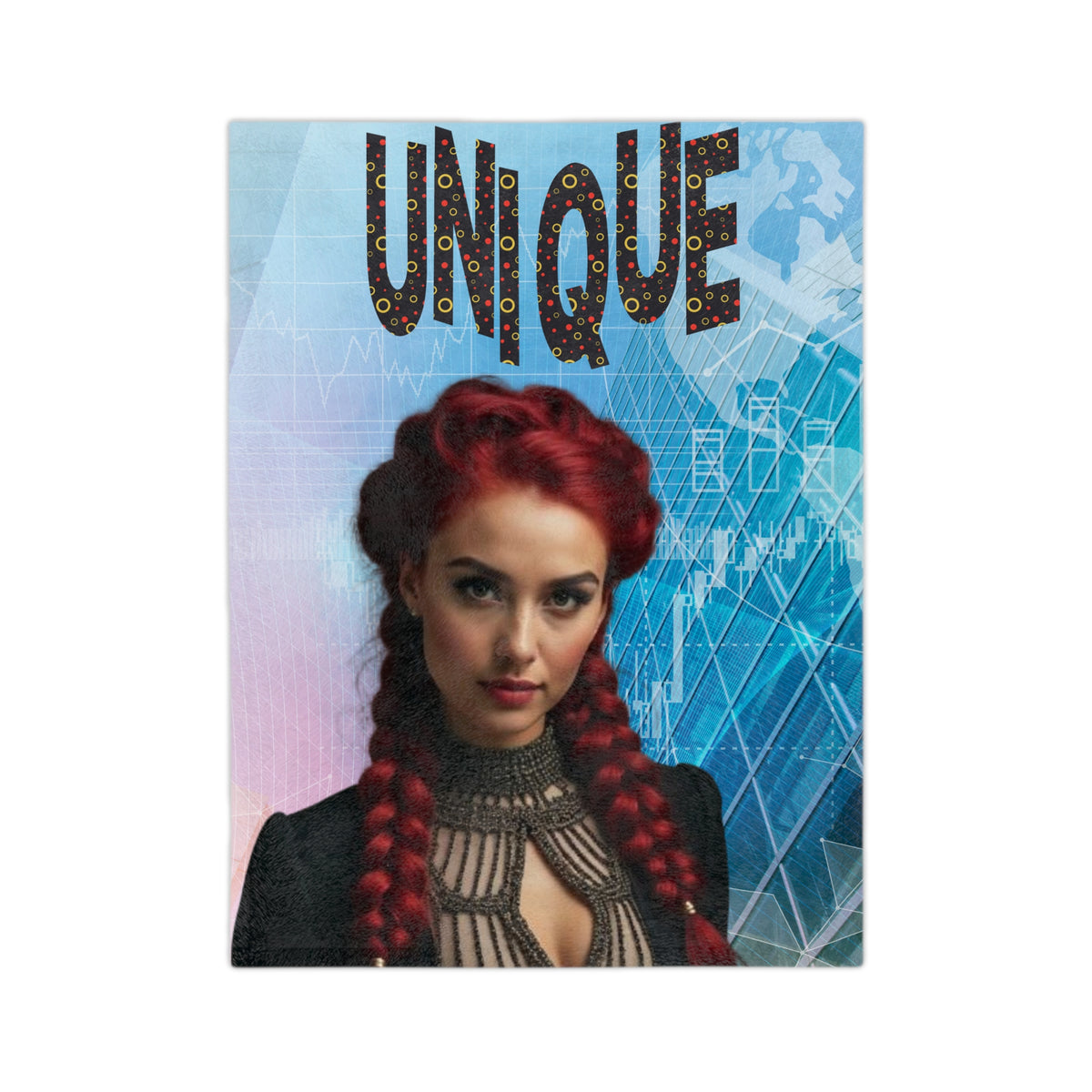 "Unique" Woman Velveteen Microfiber Blanket- Gothic Throw