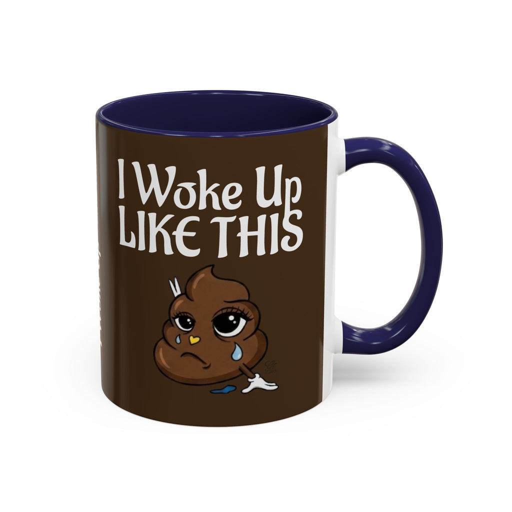 I Woke Up Like This Designer Collectors Coffee Mug — Funny Poop Emoji Accent Mug by GT Artland