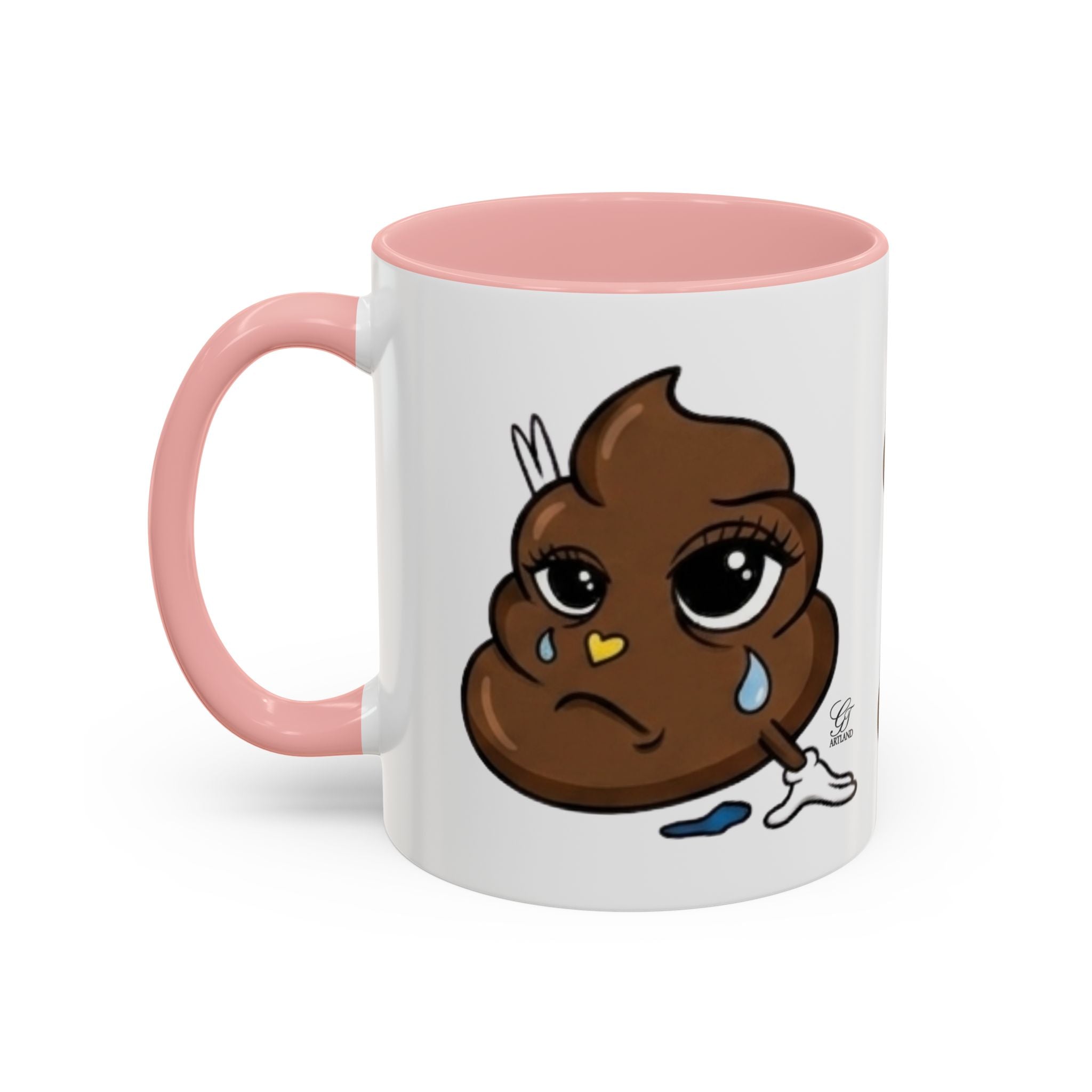 Sad Poop Emoji Coffee Mug — Funny Kawaii Gag Gift Accent Mug by GT Artland