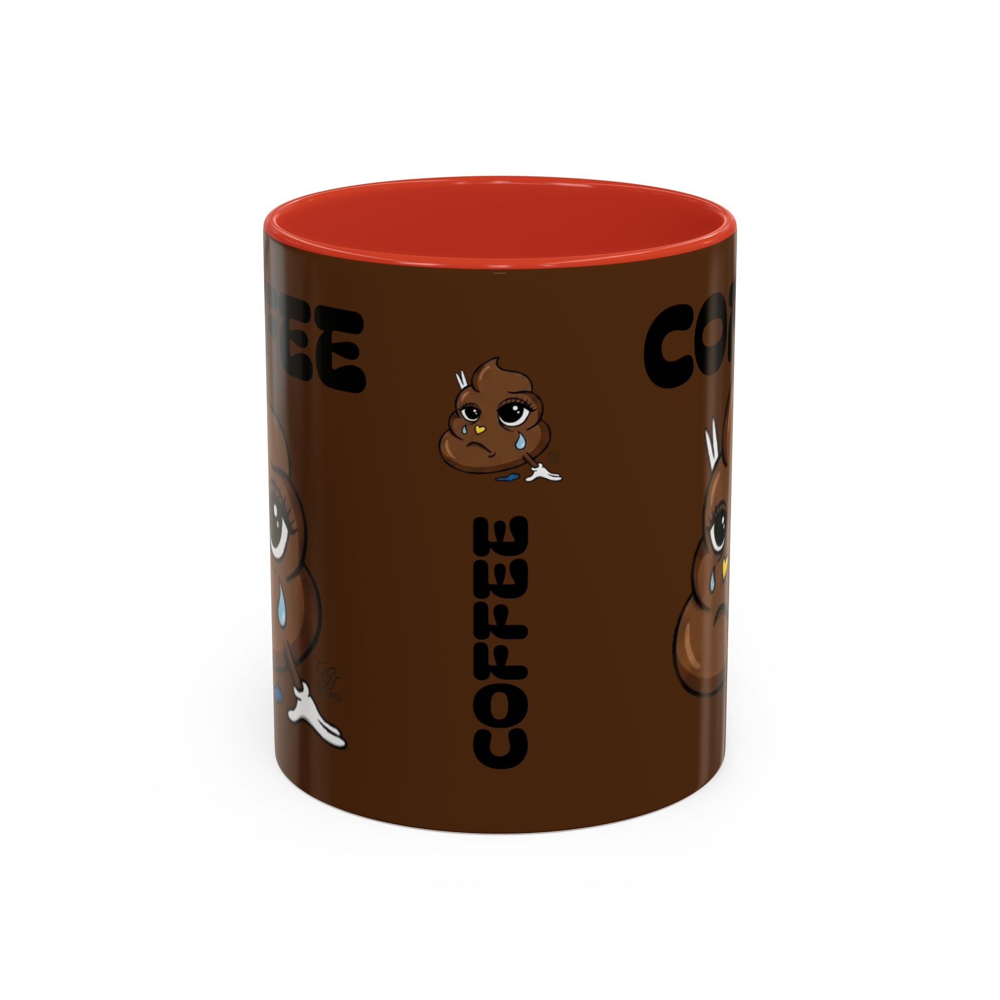 Coffee Mug — Cute Crying Poop Emoji 'COFFEE' Accent Ceramic Mug (11/15 oz) by GT Artland