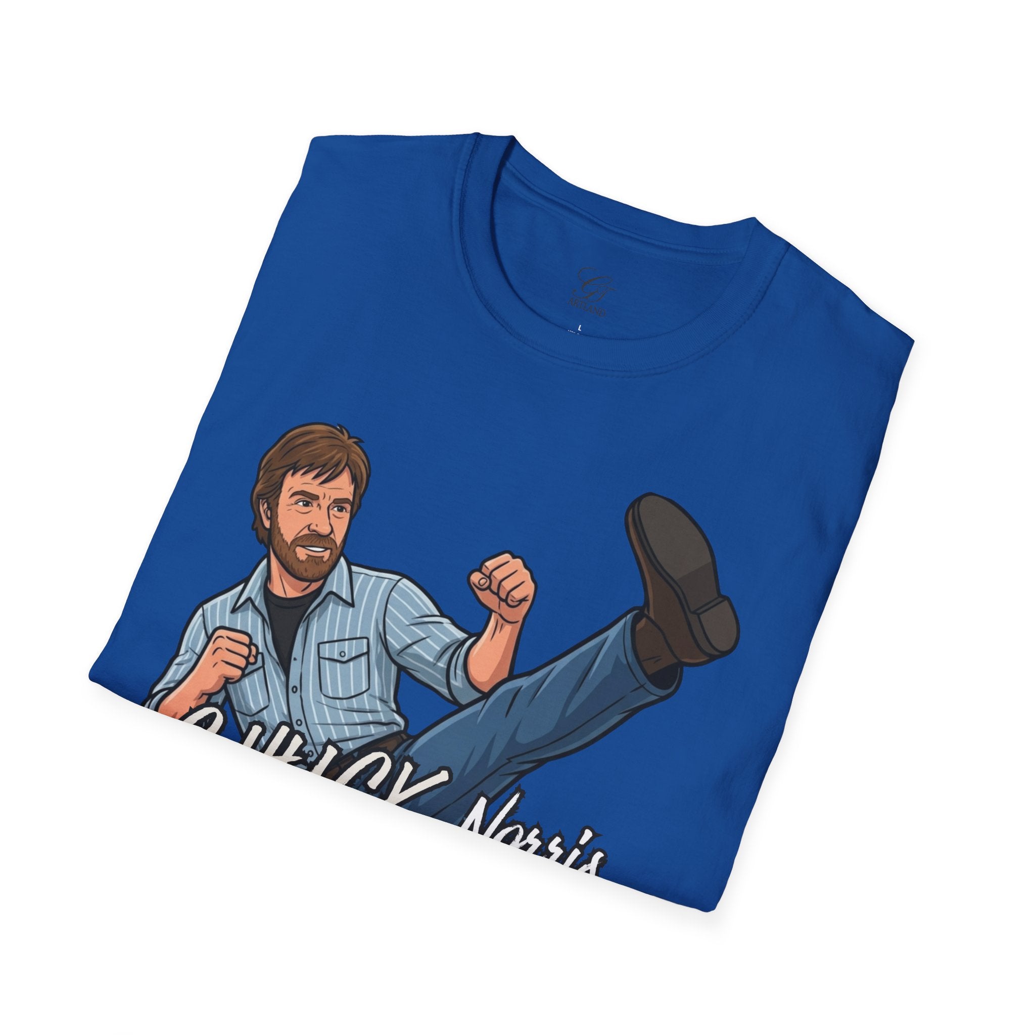Chuck Norris Kick Illustration T-Shirt | I'll Kick Your Butt text by GT Artland