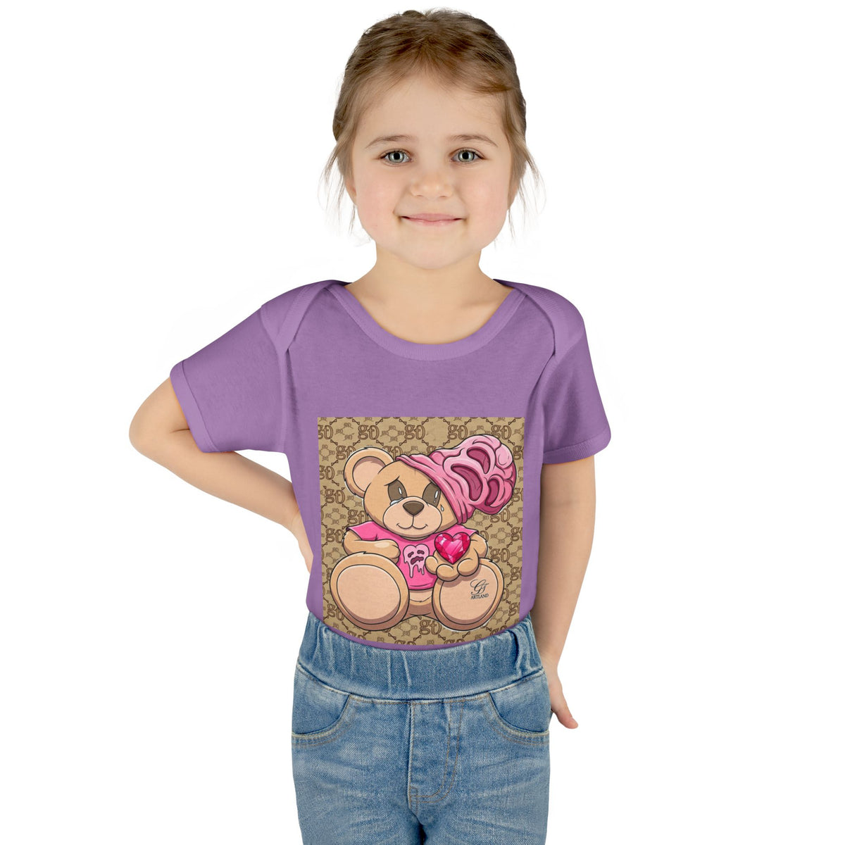 Pink Heart Teddy Bear Infant Bodysuit by GT Artland