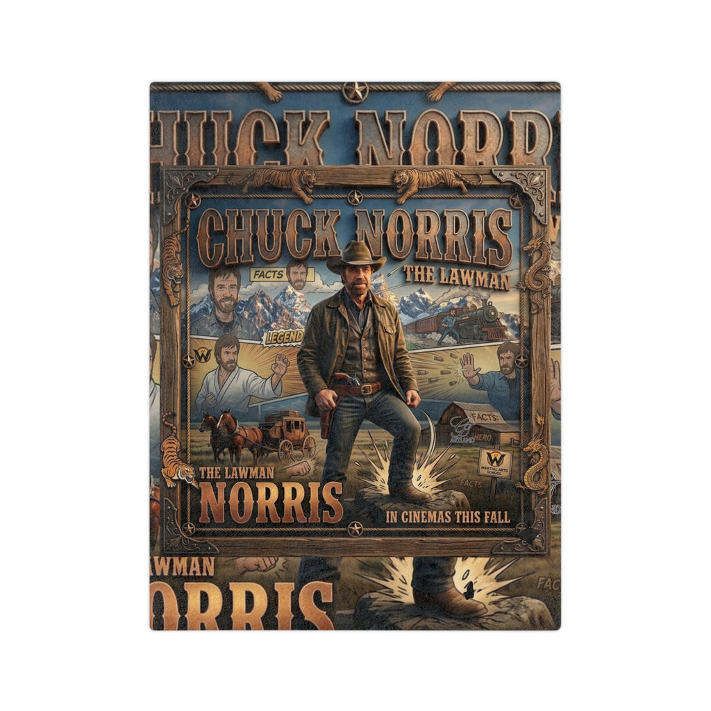 Western Chuck Norris Lawman Poster Blanket | Velveteen Microfiber Blanket by GT Artland