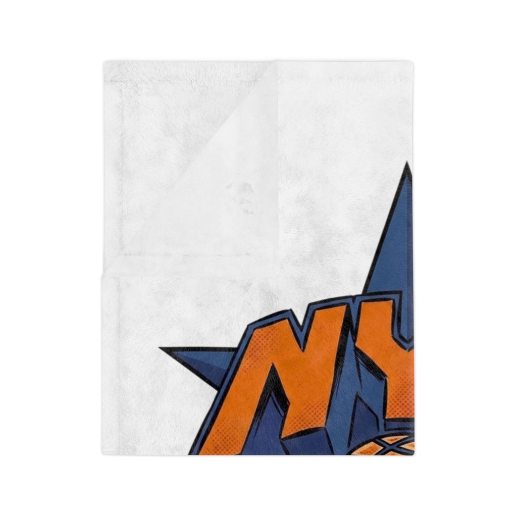 NYC Dripping Basketball Velveteen Microfiber Blanket | Sports City Logo Throw by GT Artland