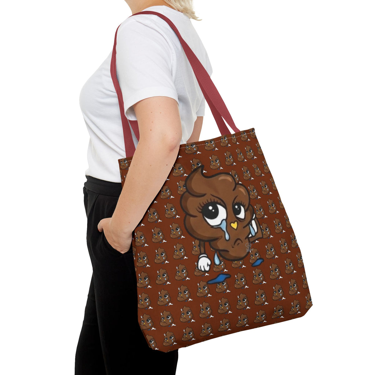 Glizzee Cute Poop Character Tote Bag | All Over Print Cartoon Pattern by GT Artland