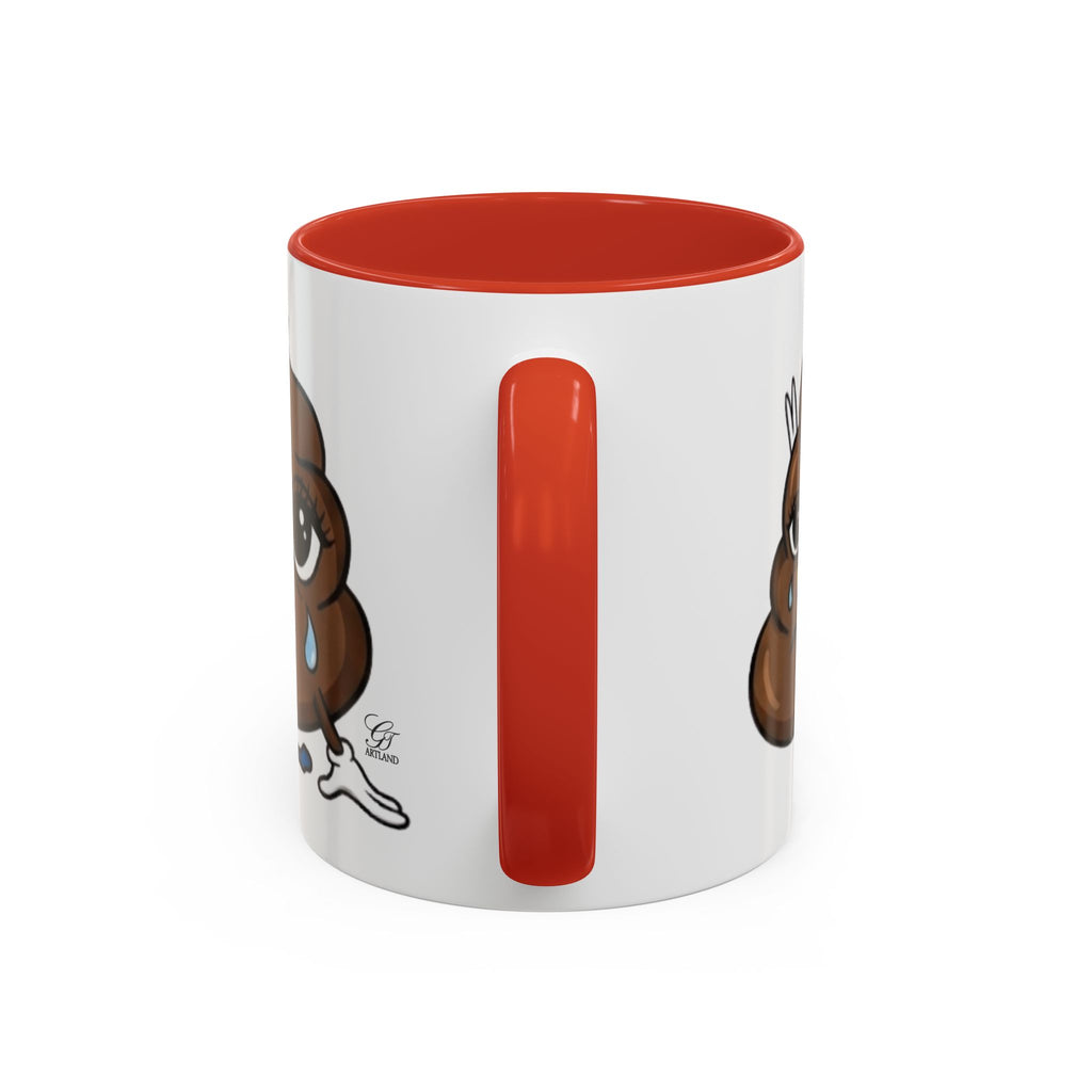 Sad Poop Emoji Coffee Mug — Funny Kawaii Gag Gift Accent Mug by GT Artland