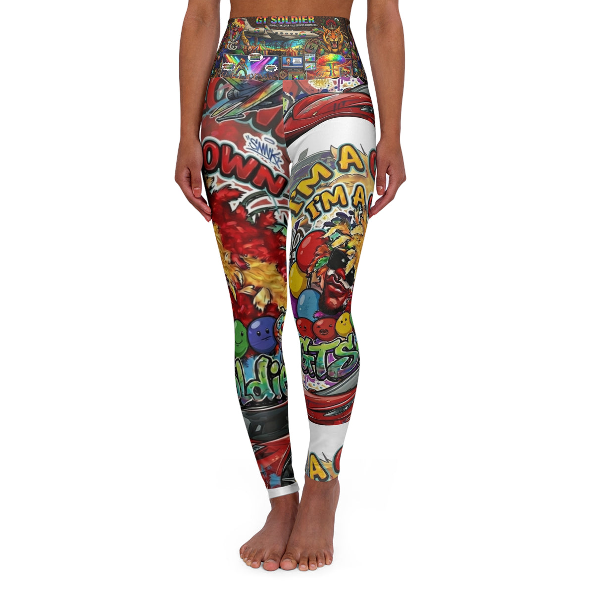 Colorful Graffiti Collage High Waisted Yoga Leggings | All-Over Print