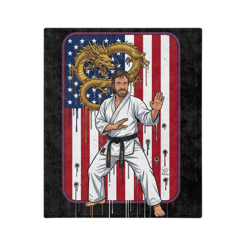 American Karate Instructor  Chuck Norris Blanket | Dragon Martial Arts Flag Throw by GT Artland