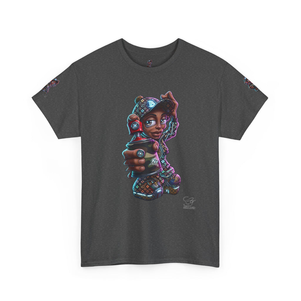 Ebony Futuristic Urban Spray Can Kid Gamer Tee - Cute Streetwear Graphic T-Shirt by GT Artland