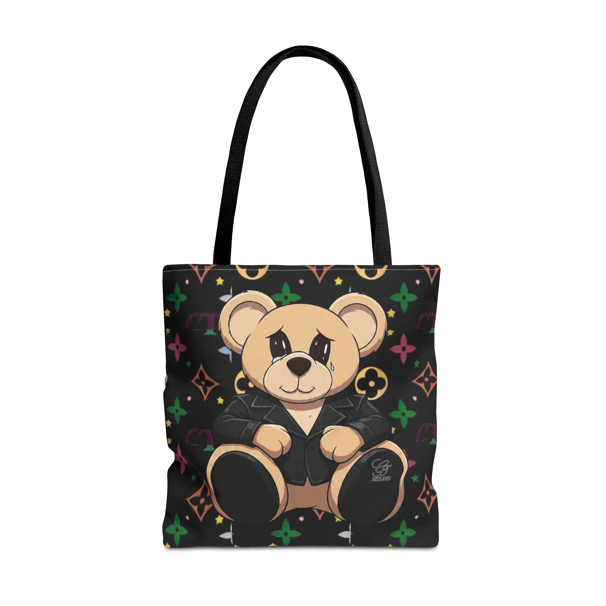 Elite Black Urban Designer Teddy Bear Monogram Tote Bag by GT Artland