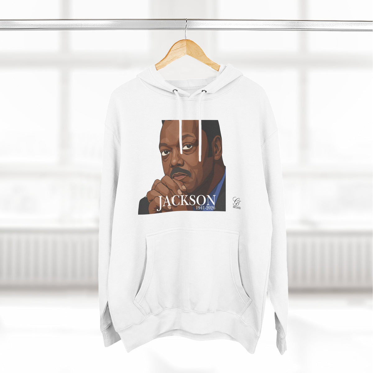 Portrait Illustration Hoodie | 'Jackson' Text Graphic