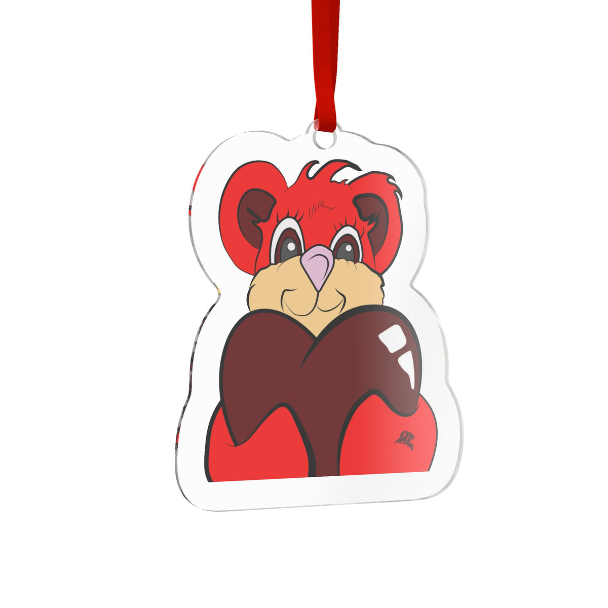 Cute Mouse Holding Heart Custom Cut Acrylic Ornament by GT Artland