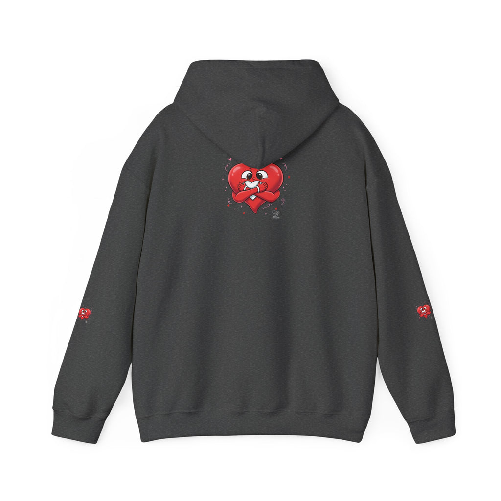 Graphic Heart Unisex Heavy Blend Hooded Sweatshirt | Red Heart Cartoon Sweatshirt