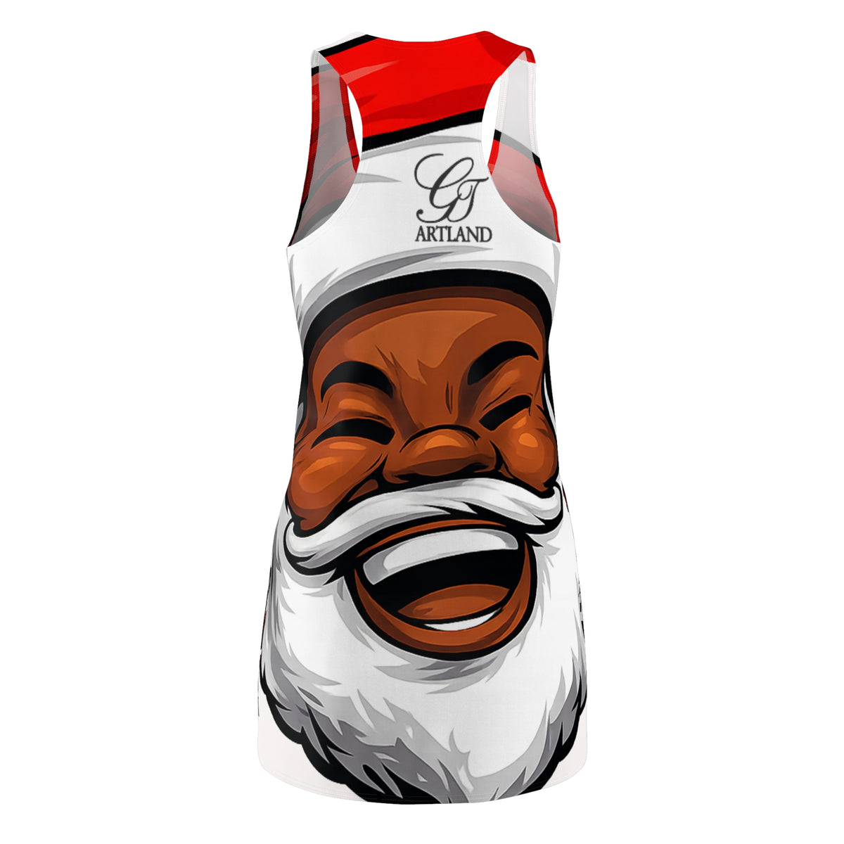 Joyful Santa Face Racerback Dress | Christmas All Over Print by GT Artland