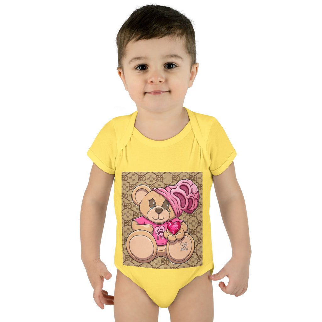 Pink Heart Teddy Bear Infant Bodysuit by GT Artland