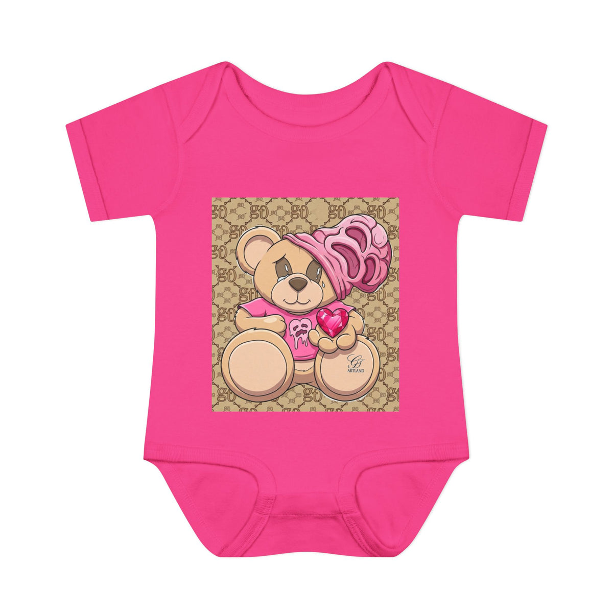 Pink Heart Teddy Bear Infant Bodysuit by GT Artland