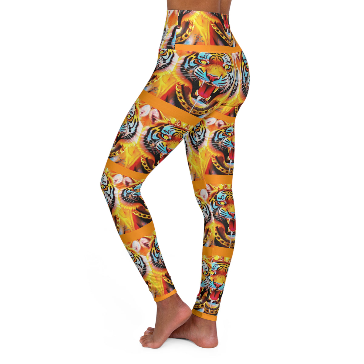 Tiger Monogram Fire King High Waisted Yoga Leggings by GT Artland