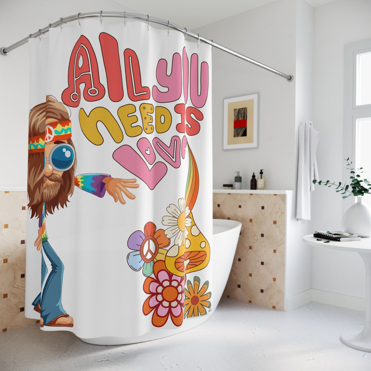 70's Hippie Love  Shower Curtain | Bathroom