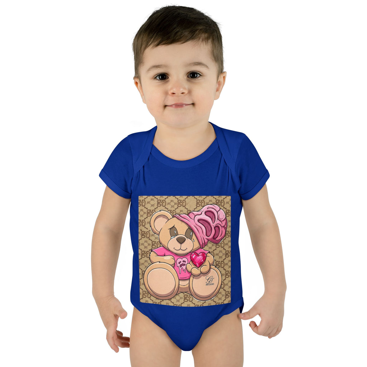 Pink Heart Teddy Bear Infant Bodysuit by GT Artland