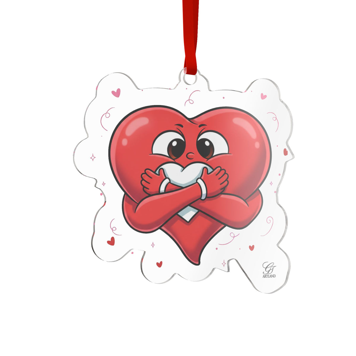 Hugging Heart Custom Cut Acrylic Ornament by GT Artland