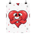 Valentine Hug Heart Matte Poster — Cute Cartoon Heart Embrace Wall Art by GT Artland