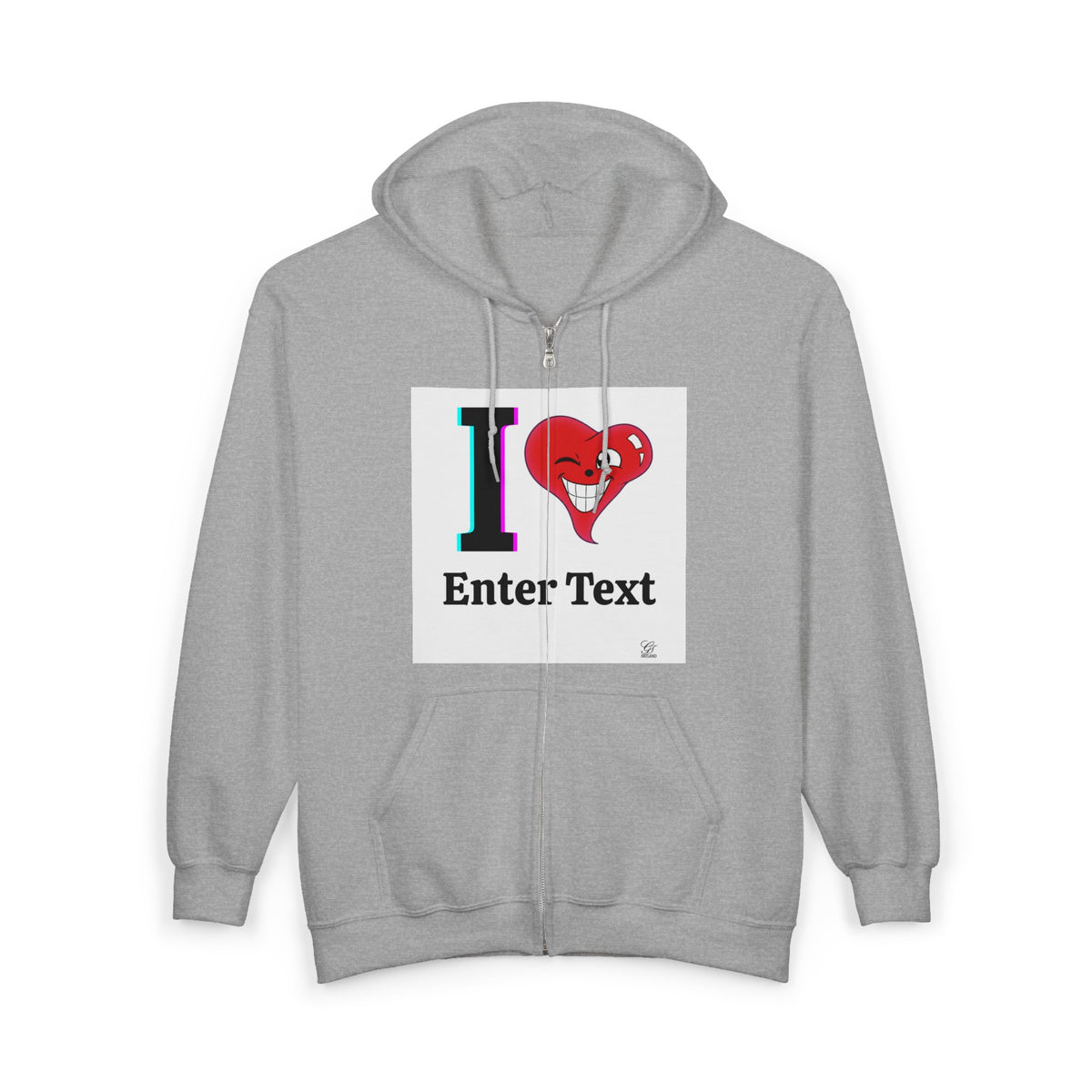 Unisex I LOVE Heavy Blend Full Zip Hooded Sweatshirt Hoodie | Full Zip Sweatshirt