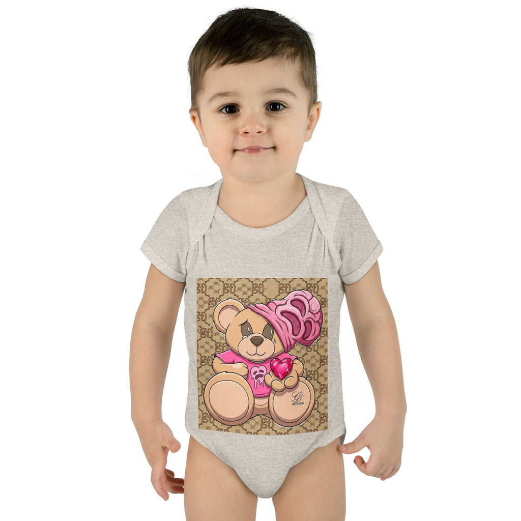 Pink Heart Teddy Bear Infant Bodysuit by GT Artland