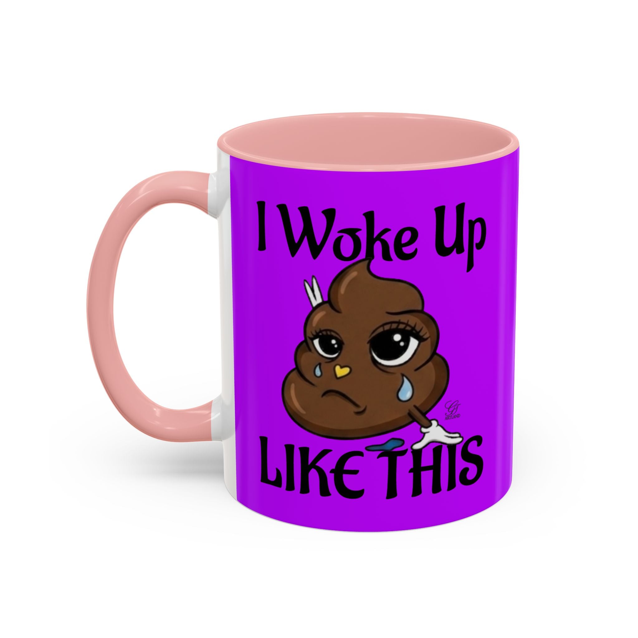 Sad Poop Emoji Accent Coffee Mug (11/15oz) — Funny Cute Kawaii Tearful Poop Design by GT Artland